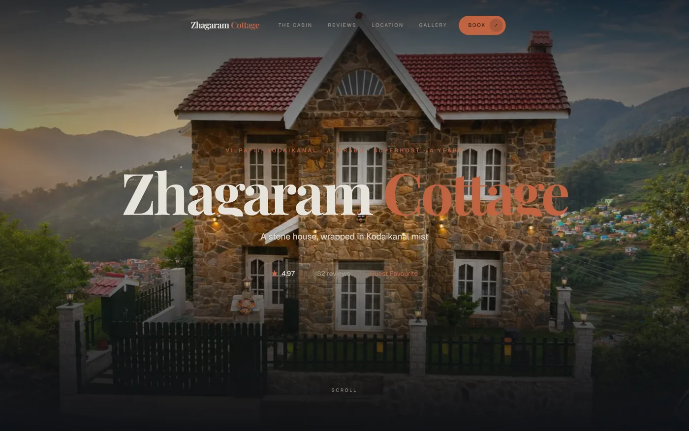 Zhagaram Cottage website, built by AIbis Hub